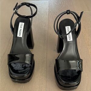 Steve Madden Black Patent Block Heels